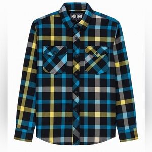 Metro Black Plaid Button-Up